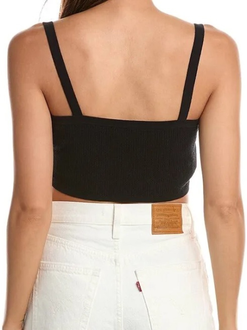 Pinko Black Knit Button-Front Crop Top - Picture 2 of 2